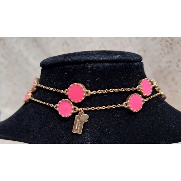 EUC Kate Spade Gold-Tone Pink Station Necklace - Picture 4 of 5